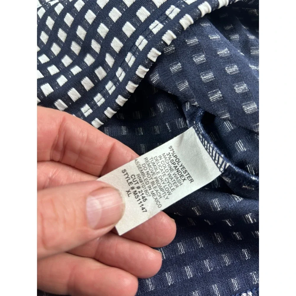 Espresso‎ Womens Skirt XL Blue White Check Pencil Stretch Chic Preppy